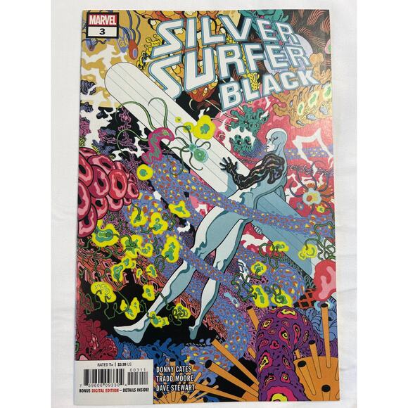 SILVER SURFER: BLACK #3 NM ORIGIN SILVER SURFER & GALACTUS 2019 KEY - Picture 2 of 3